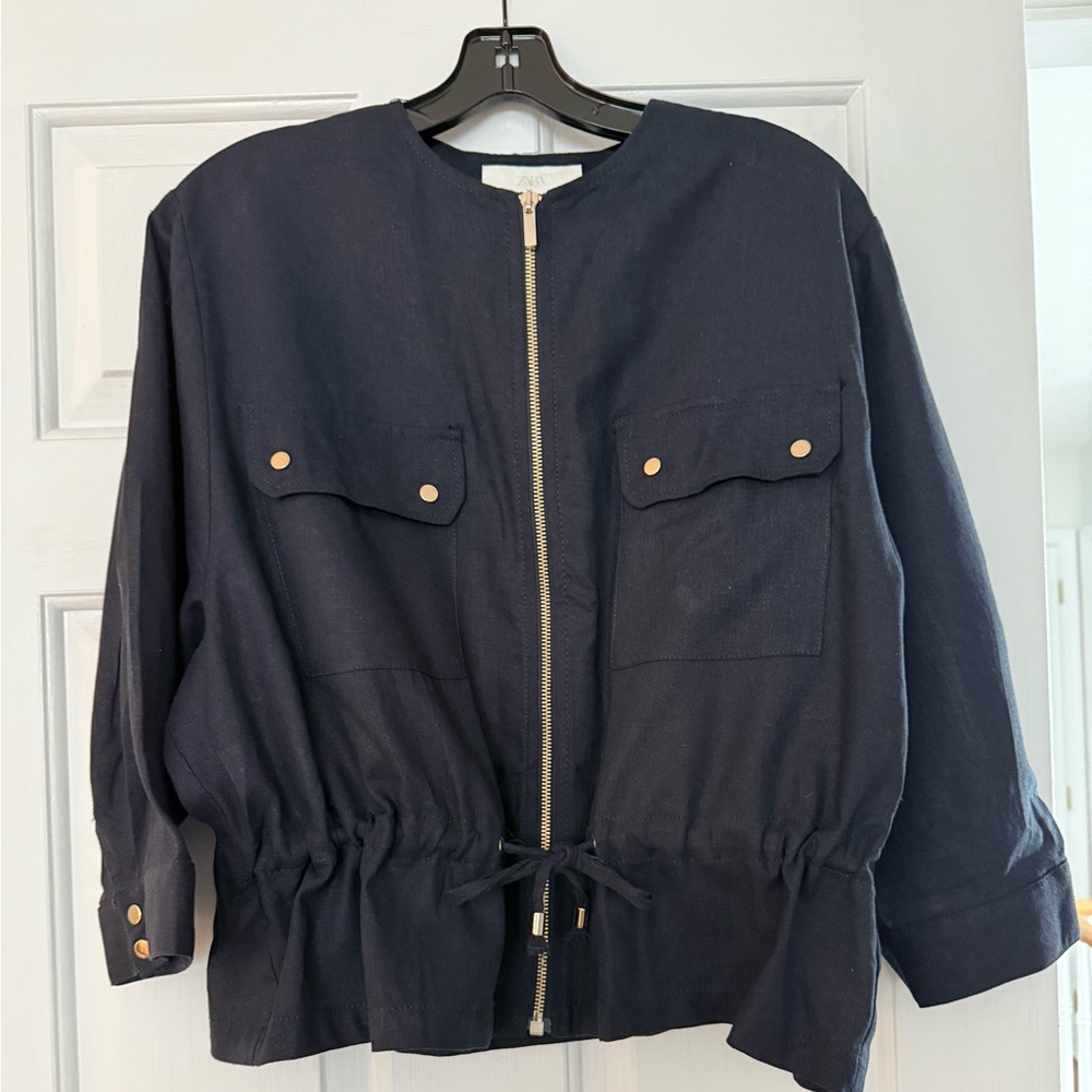 Zara Dark Blue Utility Jacket EUC